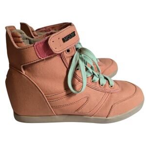 MOVMT The Peoples Movement Womens Size 7 Peach Canvas Wedge High Top Shoes